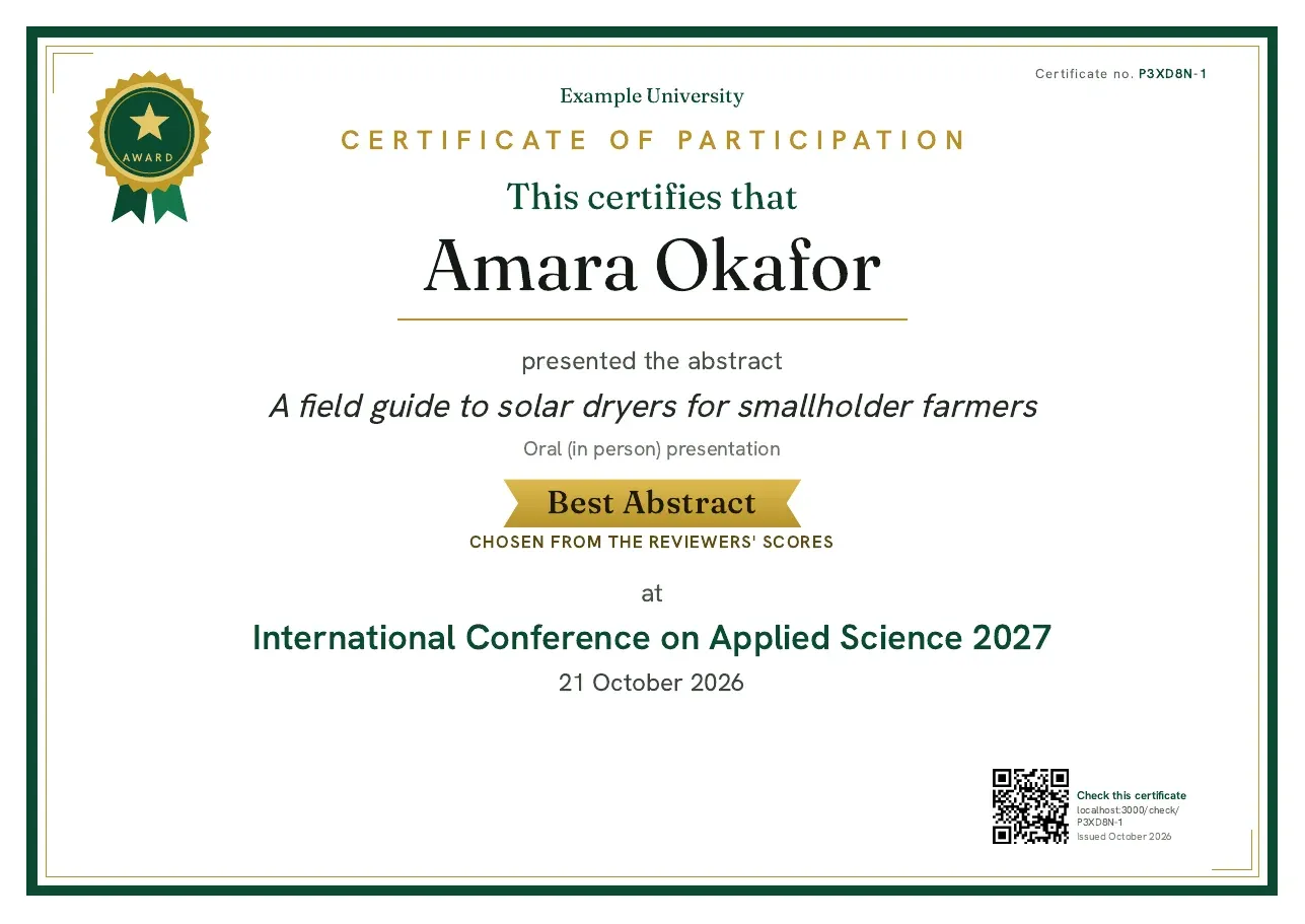 A certificate with an award: the seal, the title, and how it was chosen.