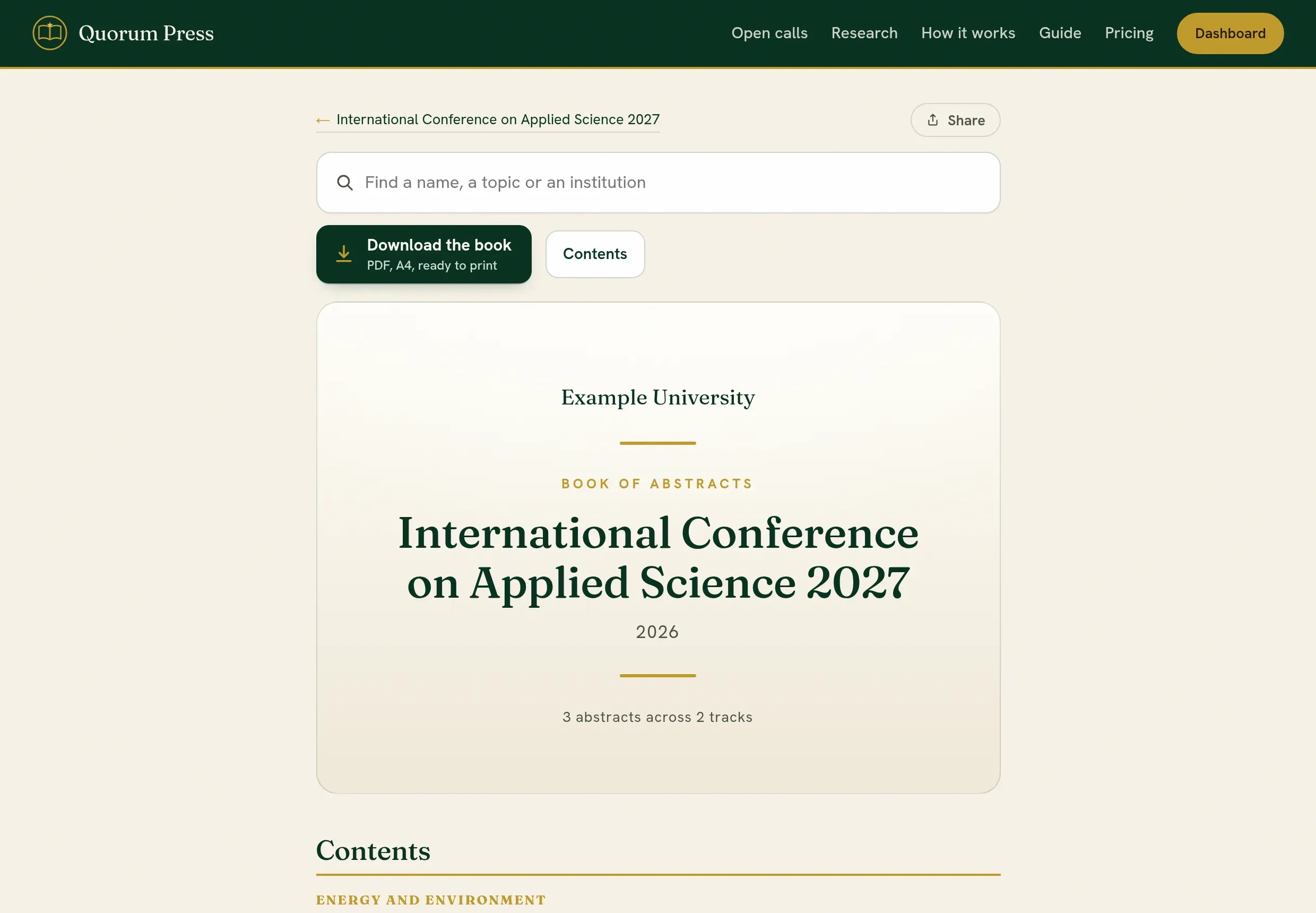 A book of abstracts on the web.