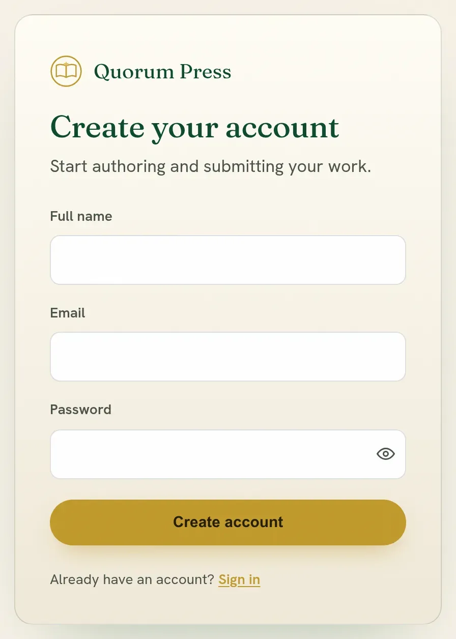 Creating an account.